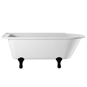 Burlington - Hampton 1500mm Showering Bath with Black Classical Legs - Left Hand Option Large Image