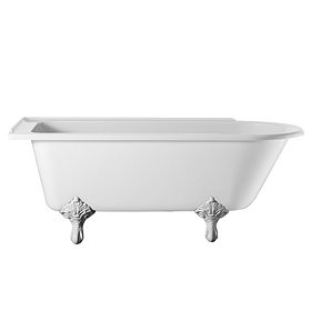 Burlington - Hampton 1500mm Showering Bath with White Traditional Legs - Left Hand Option Large Imag