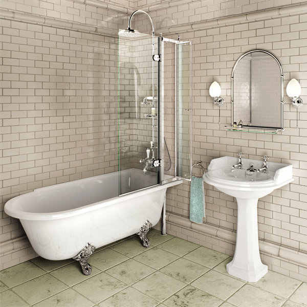 Burlington - Hampton 1500mm Showering Bath with Legs - Right Hand Option Profile Large Image