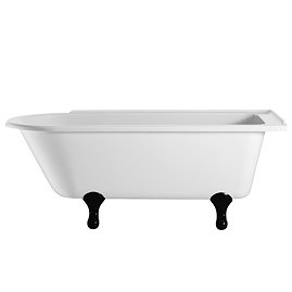 Burlington - Hampton 1500mm Showering Bath with Black Classical Legs - Right Hand Option Large Image