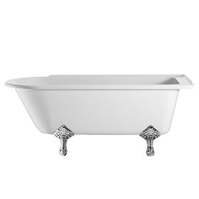 Burlington Hampton 1500mm Showering Bath with Chrome Traditional Legs - Right Hand Option Large Imag