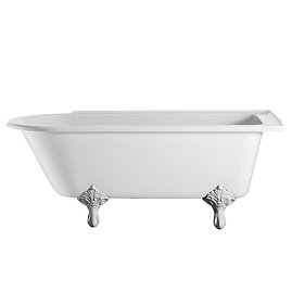 Burlington Hampton 1500mm Showering Bath with White Traditional Legs - Right Hand Option Large Image