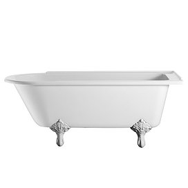Burlington Hampton 1500mm Showering Bath with White Traditional Legs - Right Hand Option Large Image