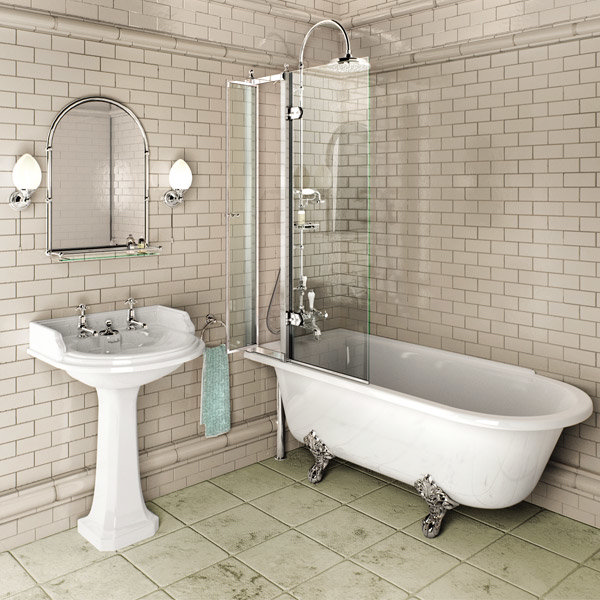 Burlington - Hampton 1700mm Showering Bath with Legs - Left Hand Option Profile Large Image