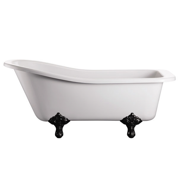 Burlington - Harewood Slipper 1700mm Freestanding Bath with Black Traditional Legs Large Image