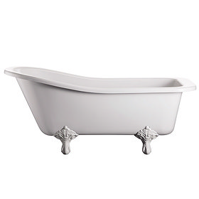 Burlington - Harewood Slipper 1700mm Freestanding Bath with White Traditional Legs Large Image