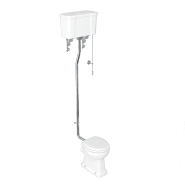 Burlington High Level Toilet - White Ceramic Cistern Profile Large Image
