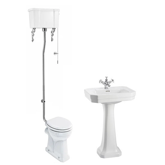 Burlington High Level WC w/ Victorian Large Basin & Pedestal