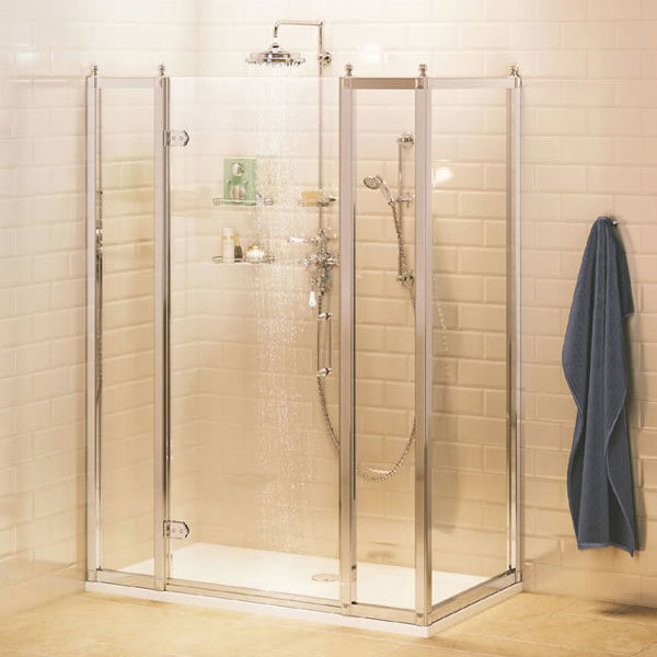 Burlington Traditional Hinged Shower Door with 2 x Inline Panel & Side Panel Large Image