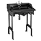 Burlington Jet Black Classic 65cm Basin & Black Aluminium Basin Stand Profile Large Image