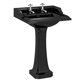 Burlington Jet Black Classic 65cm Basin with Classic Pedestal Large Image