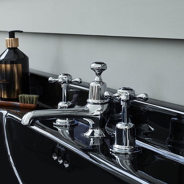 Burlington Jet Black Edwardian 3TH 120cm Basin & Chrome Wash Stand