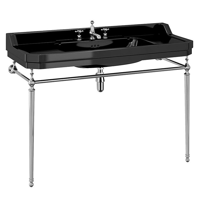 Burlington Jet Black Edwardian 3TH 120cm Basin & Chrome Wash Stand Large Image