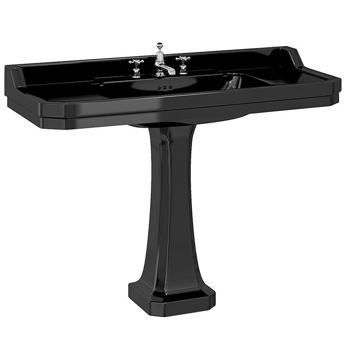 Burlington Jet Black Edwardian 3TH 120cm Basin & Classic Pedestal Large Image