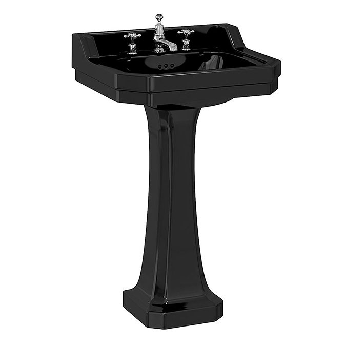 Burlington Jet Black Edwardian 56cm Basin with Standard Pedestal Large Image