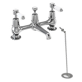 Burlington Kensington - 2 Tap Hole Bridge Basin Mixer with Plug & Chain - KE10 Large Image