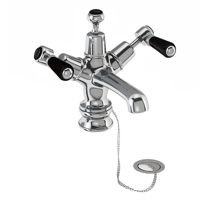 Burlington Kensington Regent Black Basin Mixer with Plug & Chain Waste Large Image