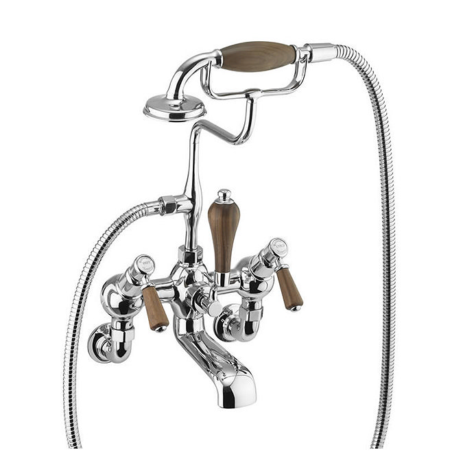 Burlington Kensington Walnut Angled Wall Mounted Bath Shower Mixer Large Image