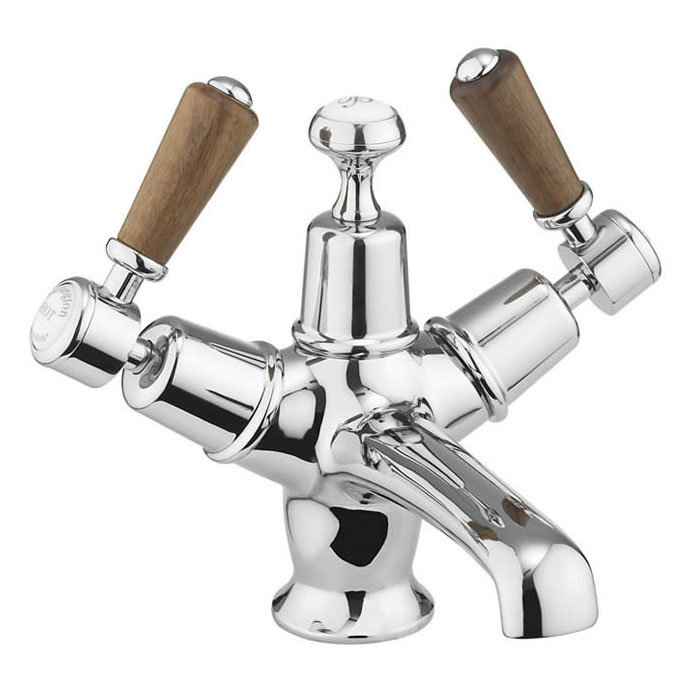 Burlington Kensington Walnut Basin Mixer with Click Clack Waste Large Image