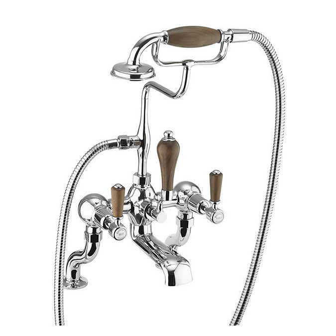 Burlington Kensington Walnut Deck Mounted Bath Shower Mixer Large Image