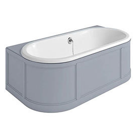 Burlington London 1800mm Back to Wall Bath with Curved Surround & Waste - Classic Grey Medium Image