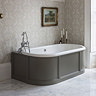 Burlington London 1800mm Back to Wall Bath with Curved Surround & Waste - Matt White Profile Large Image