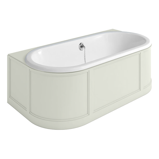Burlington London 1800mm Back to Wall Bath with Curved Surround & Waste - Sand Large Image