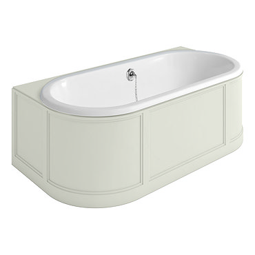 Burlington London 1800mm Back to Wall Bath with Curved Surround & Waste - Sand Profile Large Image