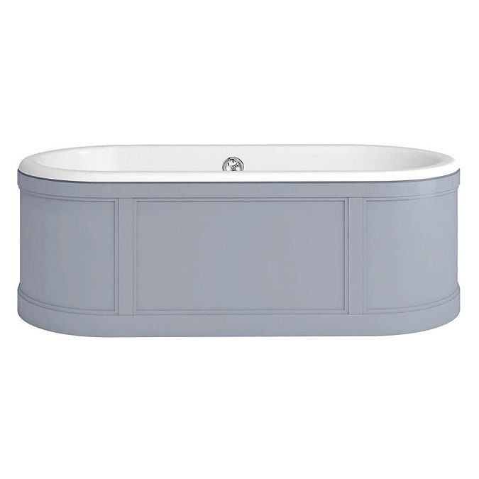 Burlington London 1800mm Bath with Curved Surround & Waste - Classic Grey Profile Large Image