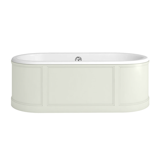 Burlington London 1800mm Bath with Curved Surround & Waste - Sand Large Image