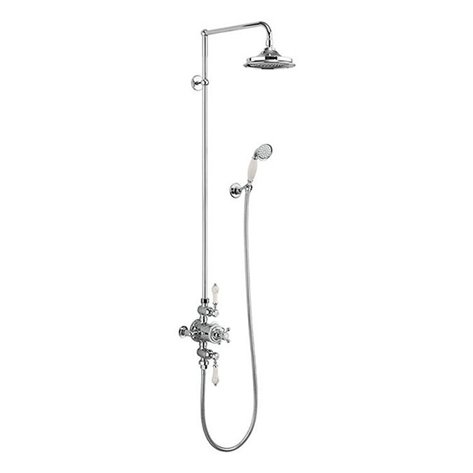 Burlington Medici Avon Thermostatic Two Outlet Exposed Shower Valve, Rigid Riser & Kit with Fixed He