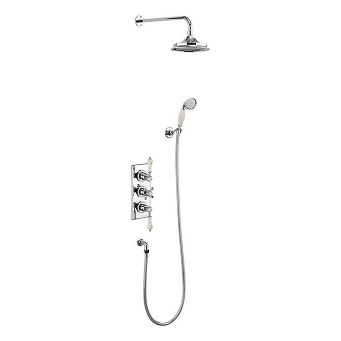 Burlington Medici Trent Thermostatic Concealed Two Outlet Shower Valve, Hose & Handset with Fixed He