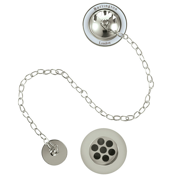 Burlington Nickel Bath Overflow, Plug & Chain - W3-NKL Large Image