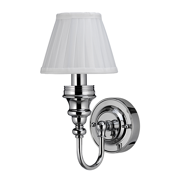 Burlington Ornate Light with Chrome Base and Fine Pleated Shade in White