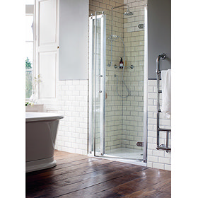 Burlington Traditional Recessed Hinged Shower Door with 1 x Inline Panel Large Image