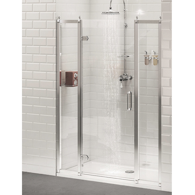 Burlington Traditional Recessed Hinged Shower Door with 2 x Inline Panel Profile Large Image