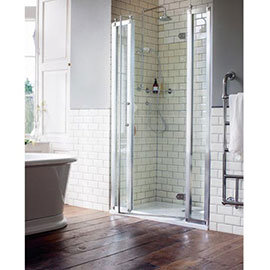 Burlington Traditional Recessed Hinged Shower Door with 2 x Inline Panel Medium Image
