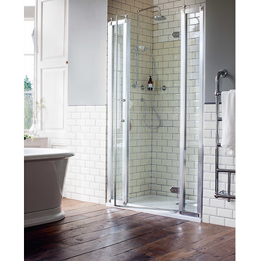 Burlington Traditional Recessed Hinged Shower Door with 2 x Inline Panel Profile Large Image