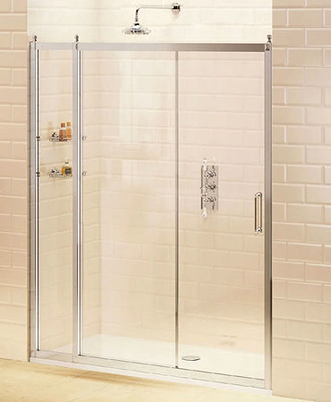 Burlington Traditional Recessed Sliding Shower Door with Inline Panel Profile Large Image