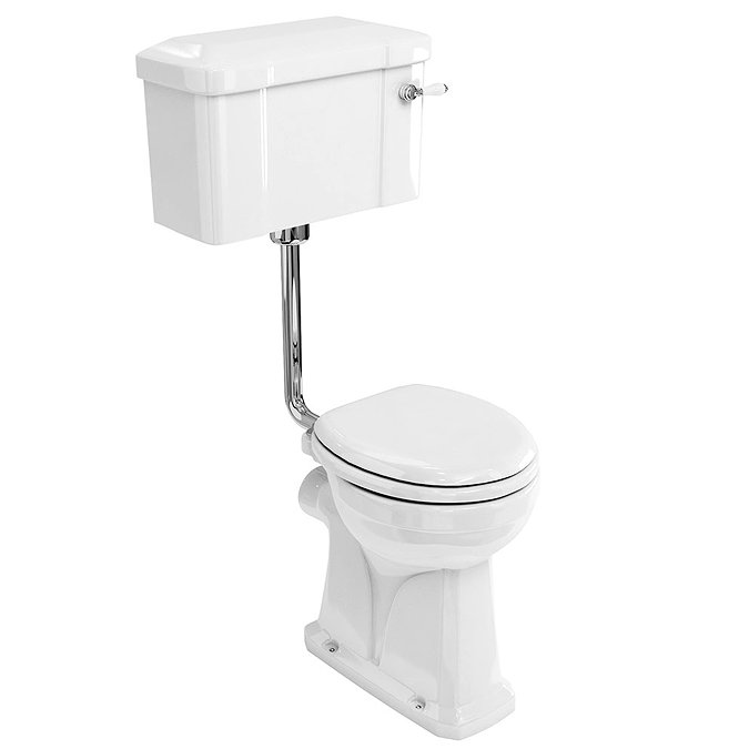 Burlington Regal Low Level WC - 51cm White Ceramic Cistern - Ceramic Lever Flush Large Image