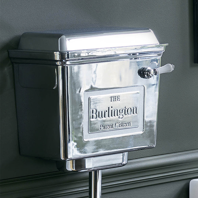 Burlington Rimless Medium Level WC with Aluminium Lever Cistern  In Bathroom Large Image