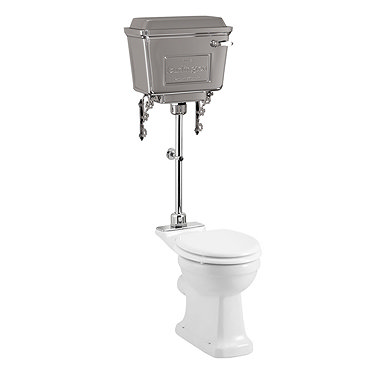 Burlington Rimless Medium Level WC with Aluminium Lever Cistern  Profile Large Image