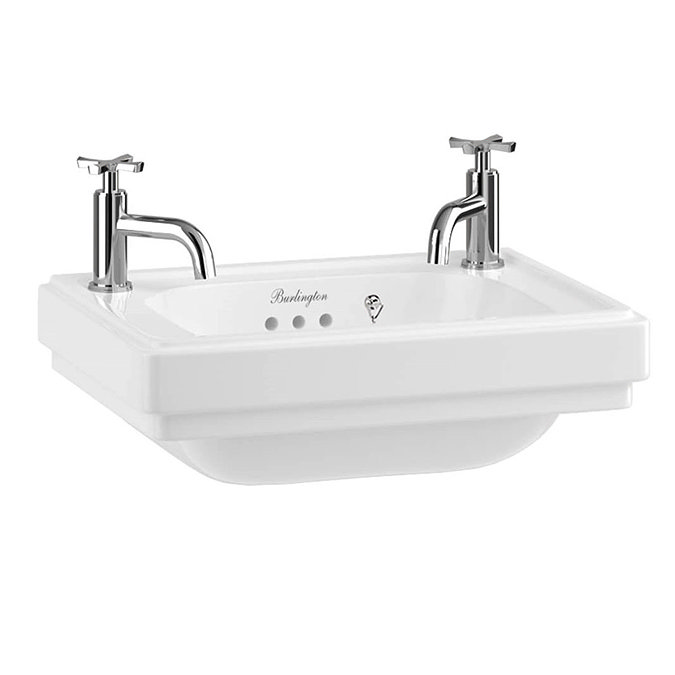 Burlington Riviera 450mm 2TH Wall Hung Cloakroom Basin  In Bathroom Large Image