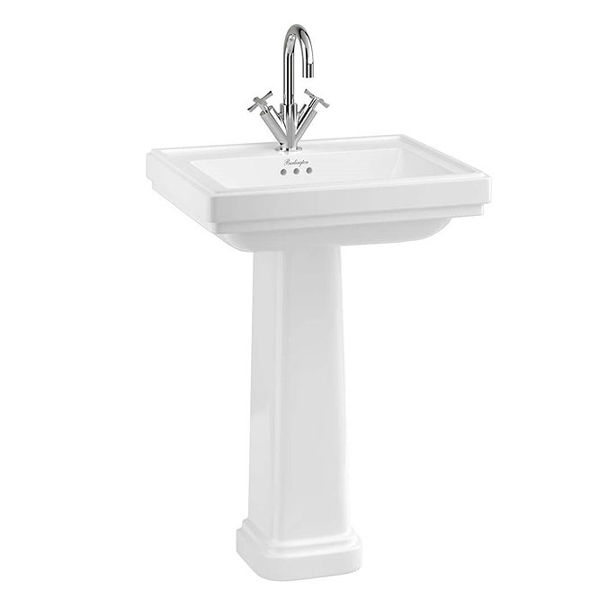 Burlington Riviera 580mm Square Basin + Full Pedestal Large Image