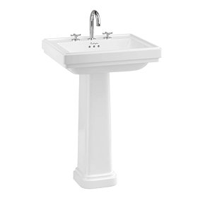 Burlington Riviera 580mm 3TH Square Basin + Full Pedestal Large Image