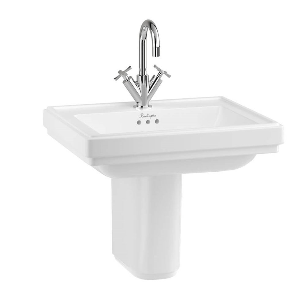 Burlington Riviera 580mm Square Basin + Semi Pedestal Large Image