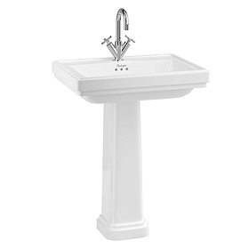 Burlington Riviera 650mm Square Basin + Full Pedestal Large Image