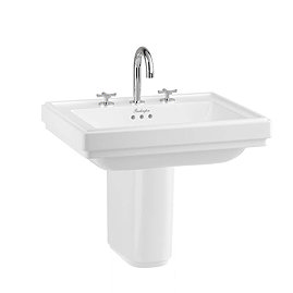 Burlington Riviera 650mm 3TH Square Basin + Semi Pedestal Large Image