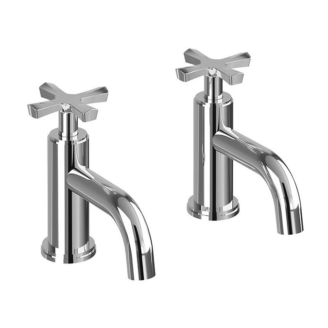 Burlington Riviera Art Deco Chrome Basin Pillar Taps Large Image