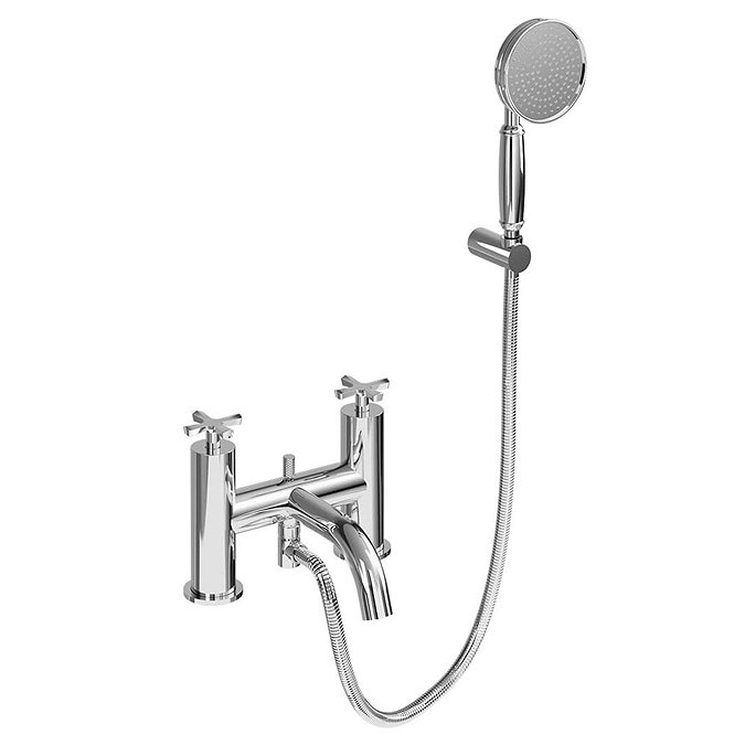 Burlington Riviera Art Deco Chrome Bath Shower Mixer with Shower Kit Large Image